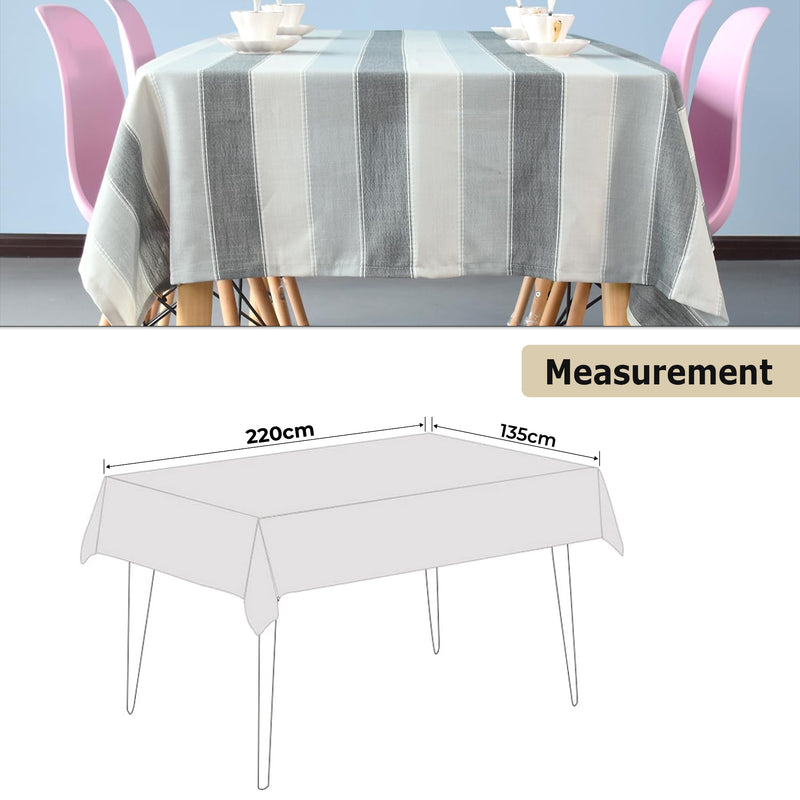 Textured Stripes Grey Table Cloth, 305 GSM Rectangle Water Resistant Dustproof Washable Table Cover for Kitchen Farmhouse Home Party Christmas Patio Dinning Decoration