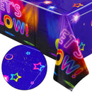 Let's Glow Neon Party Tablecloth Glow in The Dark Disposable Table Covers 137x220cm Rectangular Wipeable Waterproof Table Cloth For Kids Birthday Dance Party Decoration