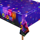Let's Glow Neon Party Tablecloth Glow in The Dark Disposable Table Covers 137x220cm Rectangular Wipeable Waterproof Table Cloth For Kids Birthday Dance Party Decoration