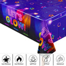 Let's Glow Neon Party Tablecloth Glow in The Dark Disposable Table Covers 137x220cm Rectangular Wipeable Waterproof Table Cloth For Kids Birthday Dance Party Decoration