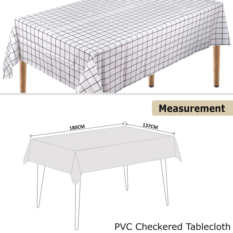 Rectangular Tablecloth 137cm x 180cm Plastic Tablecloth Stain Resistant Waterproof Oil-proof PVC Table Cover Indoor & Outdoor Picnic Party Dinner Home Decor