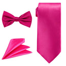 Bow Tie, Necktie & Pocket Square Tie Set for Casual & Formal Wear