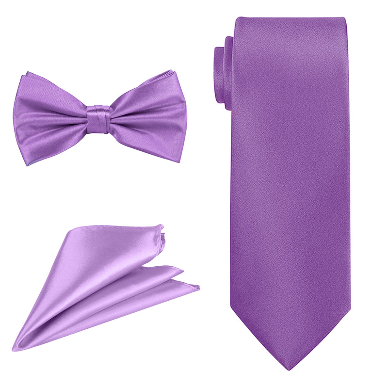 Bow Tie, Necktie & Pocket Square Tie Set for Casual & Formal Wear