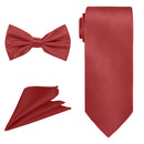 Bow Tie, Necktie & Pocket Square Tie Set for Casual & Formal Wear