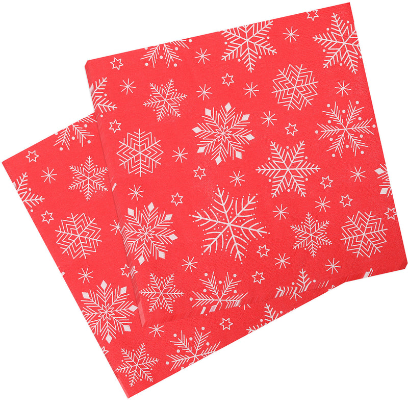 Christmas Napkins with Snowflakes Printed Design, 33cm x 33cm - 20pcs