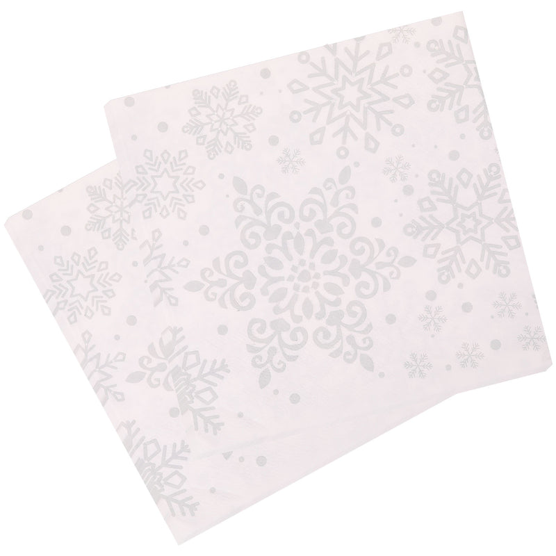 Set of 20 Snowflakes Printed Christmas Disposable Napkins 2 Ply, 33cm x 33cm