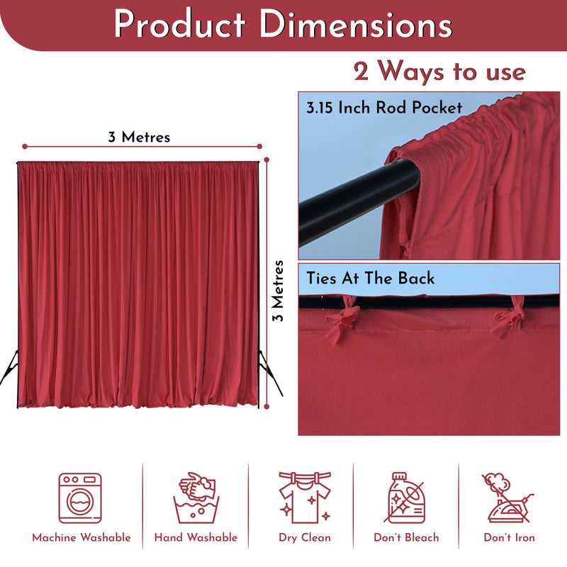 Premium Dutch Velvet Curtain Backdrop Wrinkle-Free Polyester Fabric Background with Drapes for Weddings, Birthday Parties, Event Photography Decoration