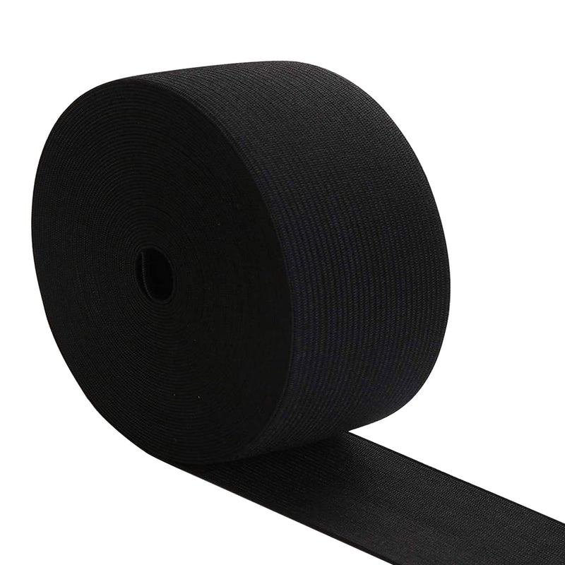 75mm Wide Flat Elastic Band, Stretchable Waistband Tape Elastic Cord for Sewing Clothing, Garments, Dressmaking, DIY Craft Projects, Black, 25 Metres