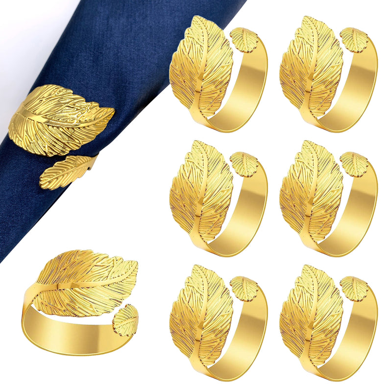 Gold Leaf Napkin Holder Ring Serviette Buckles for Xmas Holiday Wedding Dinner Banquet Party