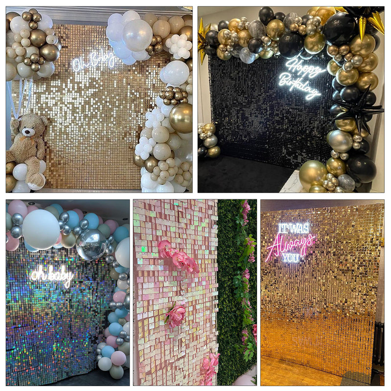 Sequin Wall Panels Shimmer Square Sequin Wall Backdrop Panels for Birthday Anniversary Wedding Baby Shower Graduation Bachelorette Party Decoration 30cmx30cm