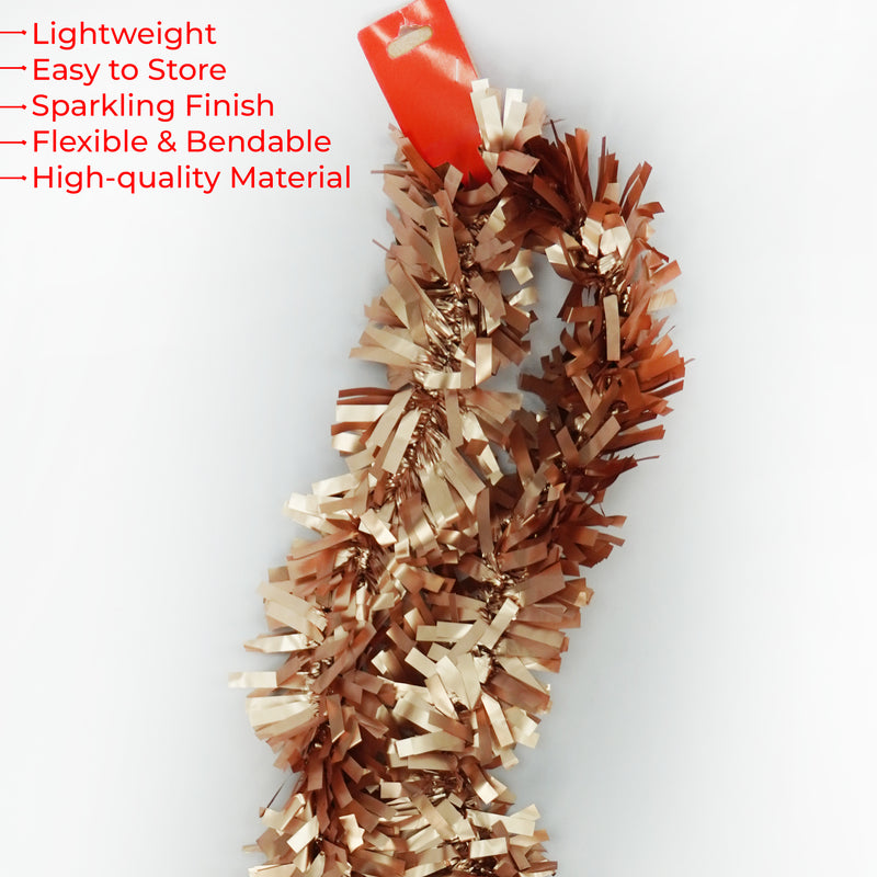 2 Metres Soft & Bright Christmas Tinsel Garland for Xmas Tree & Home Decorations, 9cm