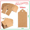 100 Pieces Blank Brown Kraft Paper Gift Tag with 20m Jute String Label Hanging Tag