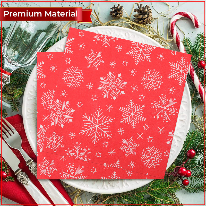 Christmas Napkins with Snowflakes Printed Design, 33cm x 33cm - 20pcs