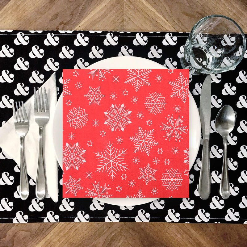 Christmas Napkins with Snowflakes Printed Design, 33cm x 33cm - 20pcs