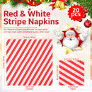 Set of 20 White & Red Striped Christmas Paper Napkins, 2 Ply 33cm x 33cm