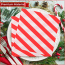 Set of 20 White & Red Striped Christmas Paper Napkins, 2 Ply 33cm x 33cm