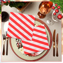 Set of 20 White & Red Striped Christmas Paper Napkins, 2 Ply 33cm x 33cm