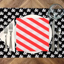 Set of 20 White & Red Striped Christmas Paper Napkins, 2 Ply 33cm x 33cm