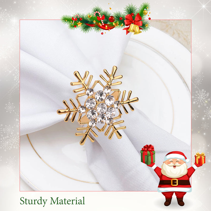 Diamante Christmas Napkin Rings Snowflakes Design Serviette Buckles