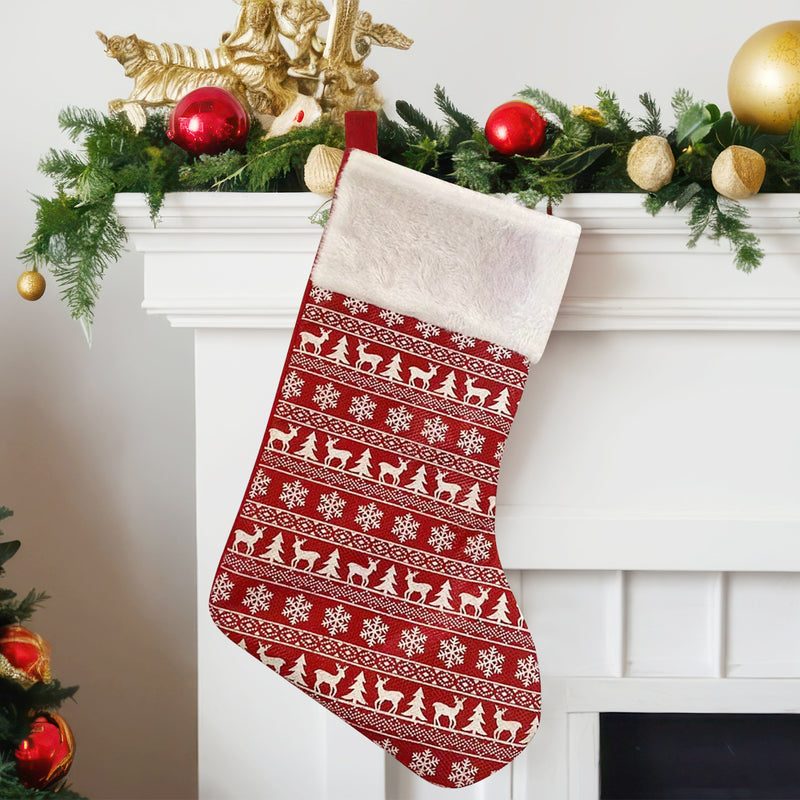 Christmas Santa Stocking Large Santa Sock for Hanging Gift & Candy Pouch Xmas Tree & Fireplace Holiday Party & Home Decorations