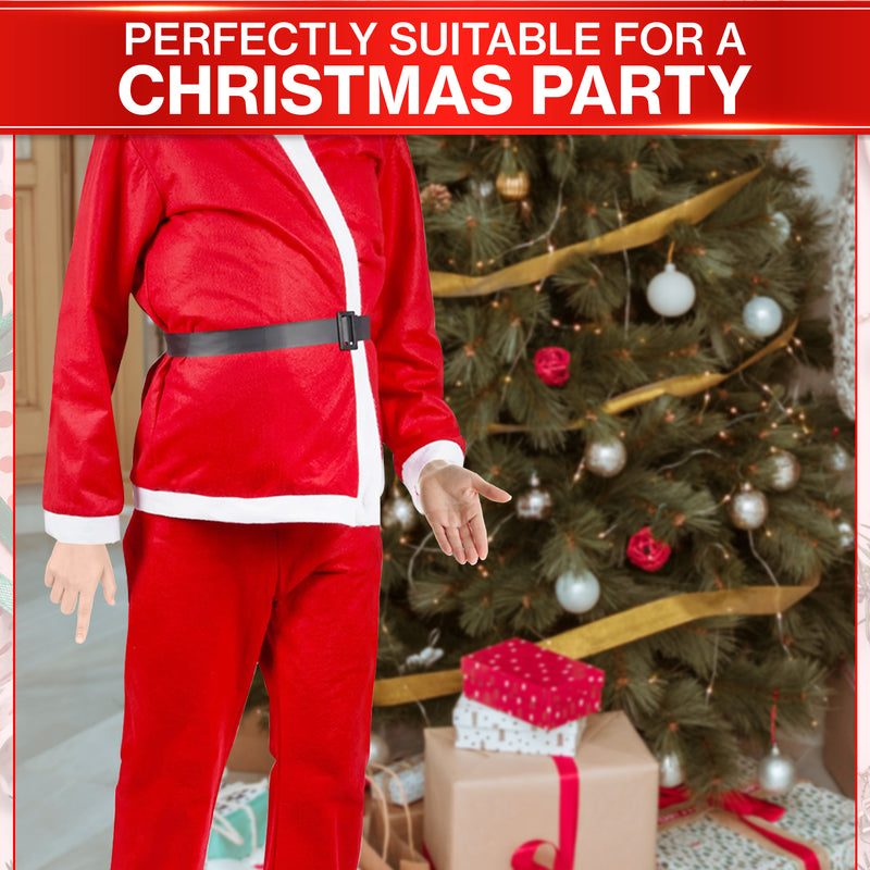 Christmas Santa Claus Costume Set for Adults, Traditional Father Santa Dress, 5pcs Set