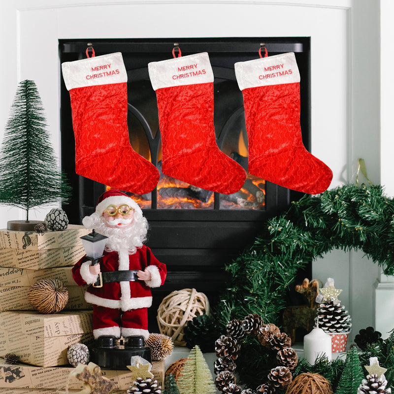 Christmas Stockings Red Velvet Large Xmas Sock Hanging Bags, 88cm