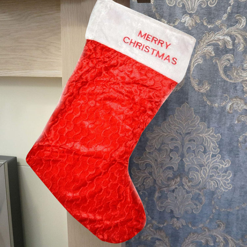 Christmas Stockings Red Velvet Large Xmas Sock Hanging Bags, 88cm