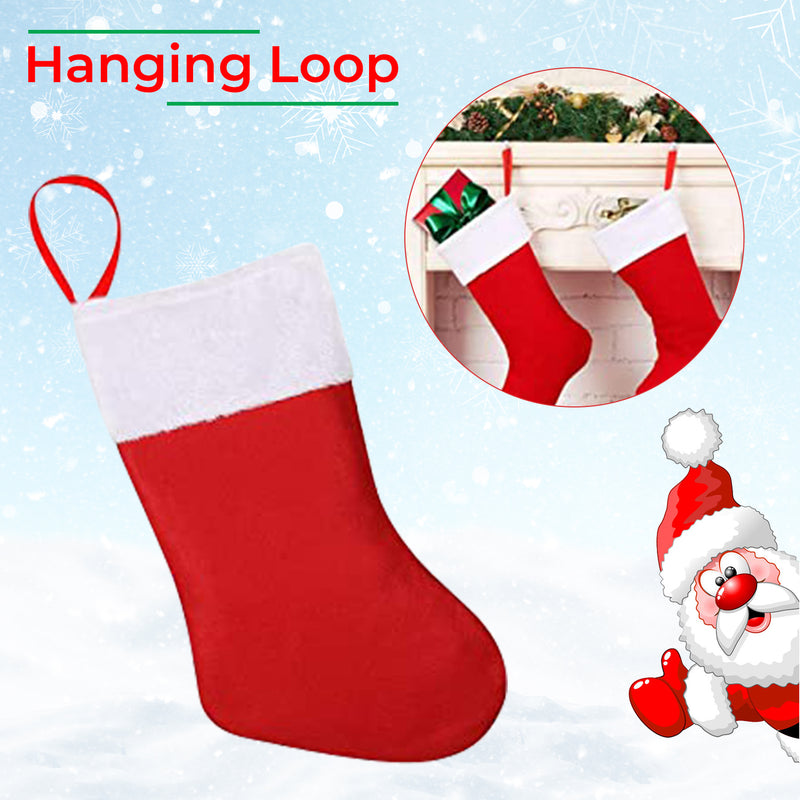 Christmas Stockings Red Felt Large Xmas Sock Hanging Bags, 38cm