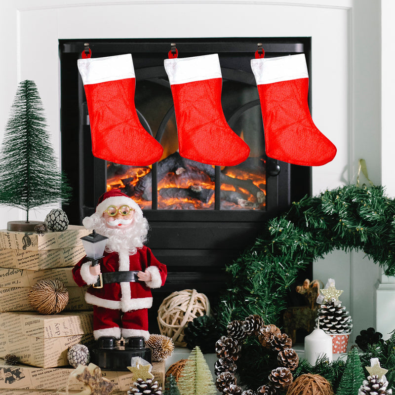 Christmas Stockings Red Felt Large Xmas Sock Hanging Bags, 38cm