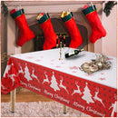 137cm x 274cm Christmas Table Cloth Rectangular Wipe Clean Plastic Table Cover for Christmas Party Decor, Winter Holiday Home Decorations, White & Red