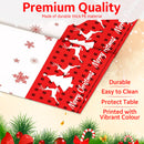 137cm x 274cm Christmas Table Cloth Rectangular Wipe Clean Plastic Table Cover for Christmas Party Decor, Winter Holiday Home Decorations, White & Red