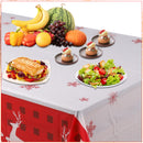137cm x 274cm Christmas Table Cloth Rectangular Wipe Clean Plastic Table Cover for Christmas Party Decor, Winter Holiday Home Decorations, White & Red