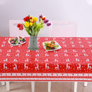 Christmas Table Cloth White & Red Rectangular Wipe Clean Plastic Table Cover - 120cm x 180cm