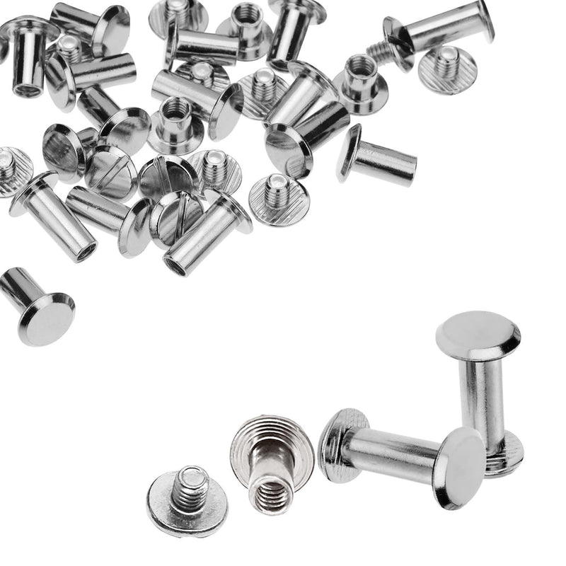 10 Pieces Chicago Screwback Studs - 9 x 6mm in Silver