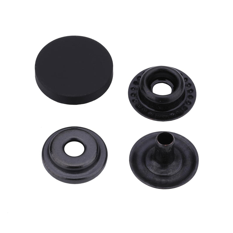 15mm Press Studs 4PA WITH ALLOY TOP (201) - Black
