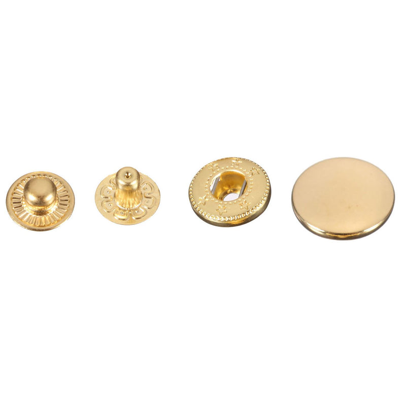 10 x 12mm Trimming Shop Printed S Spring Press Studs in Gold