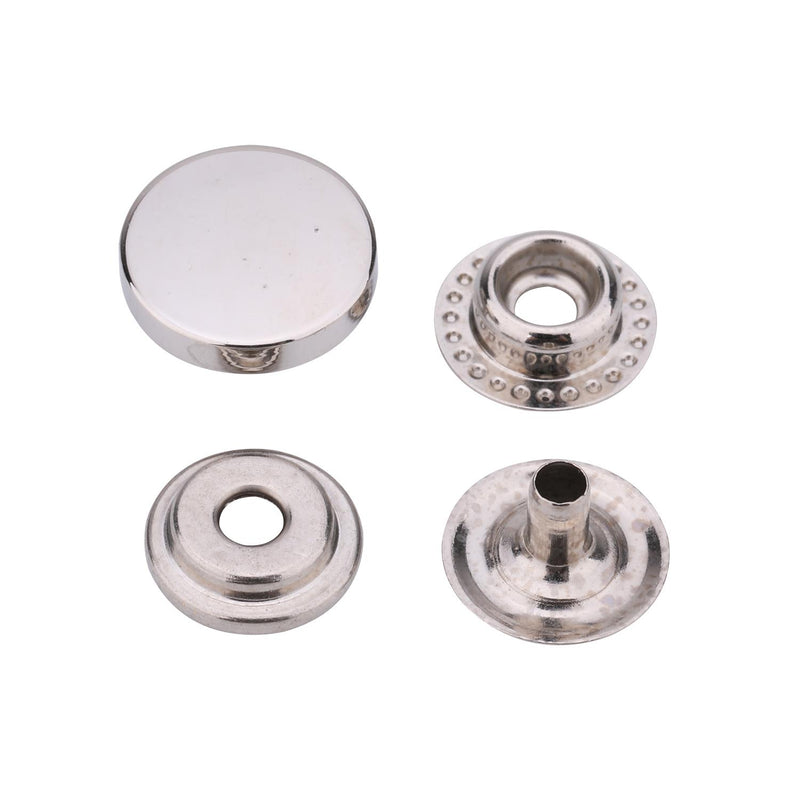 15mm Press Studs 4PA WITH ALLOY TOP (201) - Silver