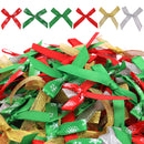 Christmas Bow Ribbon - 6 Different Styles - Red, Green, Gold & Silver - 4cm - 150pcs - XMAS - DNO