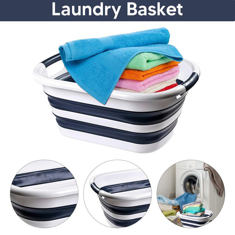 Plastic Large Oval Shape Laundry Basket Foldable Laundry Hamper