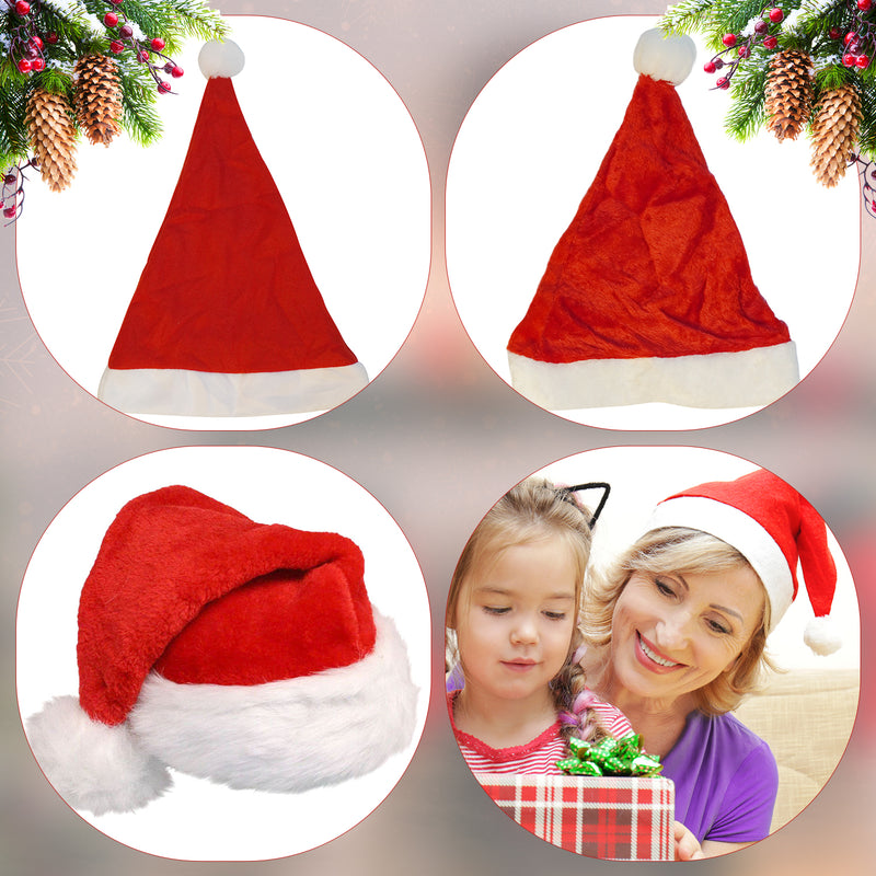 Christmas Red Santa Velvet Hat Xmas Fancy Dress Accessories for Xmas, New Year Festival