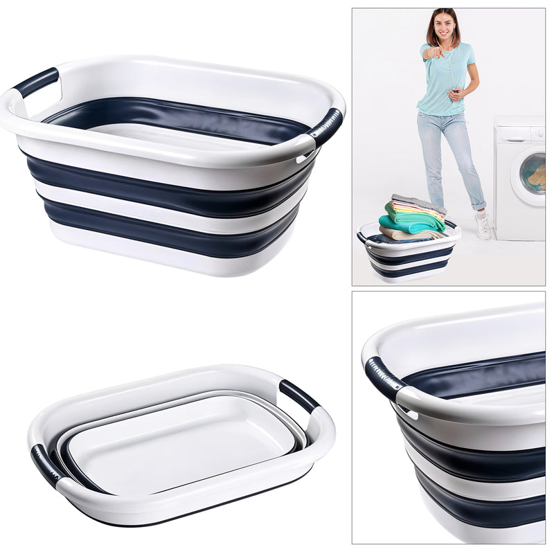 Plastic Large Oval Shape Laundry Basket Foldable Laundry Hamper