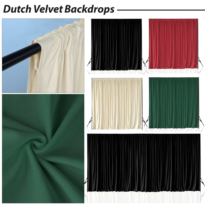 Premium Dutch Velvet Curtain Backdrop Wrinkle-Free Polyester Fabric Background with Drapes for Weddings, Birthday Parties, Event Photography Decoration