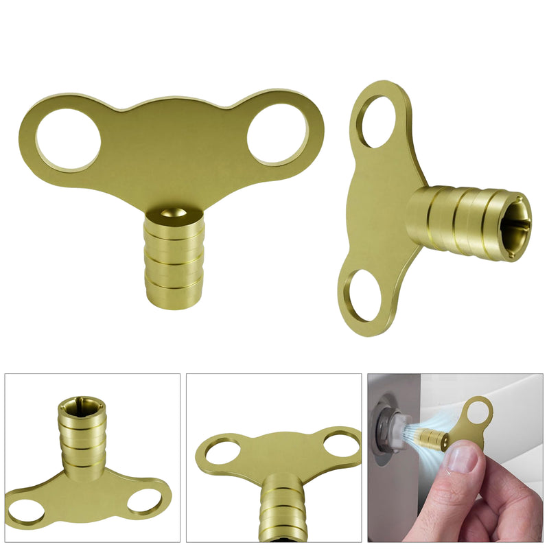 Solid Brass 5mm Universal Radiator Bleed Key, Heavy Duty Valve Clock Key for Air Venting and Bleeding UK Radiators, Easy-to-Use Plumbing Tool for Central Heating Systems