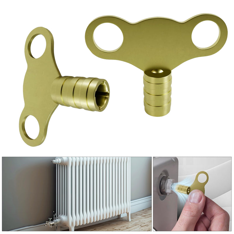 Solid Brass 5mm Universal Radiator Bleed Key, Heavy Duty Valve Clock Key for Air Venting and Bleeding UK Radiators, Easy-to-Use Plumbing Tool for Central Heating Systems