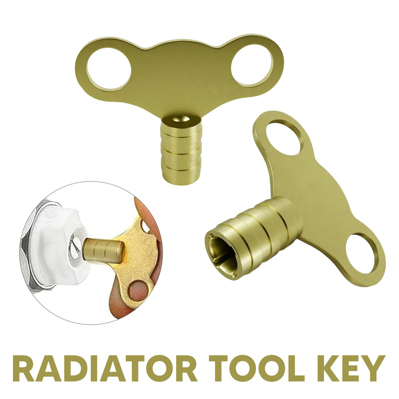 Solid Brass 5mm Universal Radiator Bleed Key, Heavy Duty Valve Clock Key for Air Venting and Bleeding UK Radiators, Easy-to-Use Plumbing Tool for Central Heating Systems