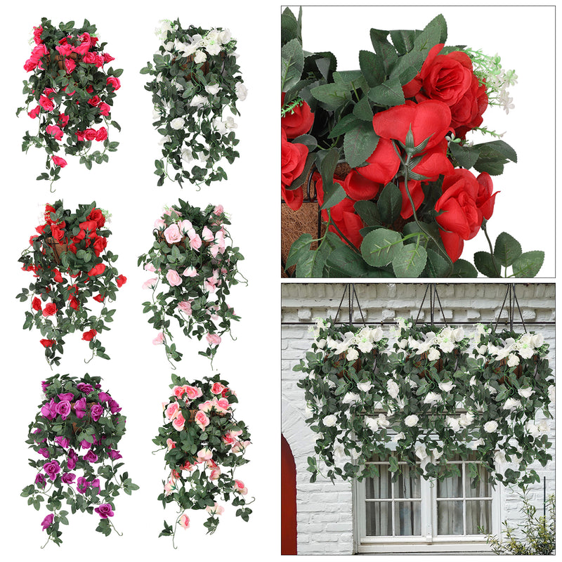 Artificial Rose Flower Hanging Vines Silk Garland, 18 Flowers, 110cm(3.6ft)