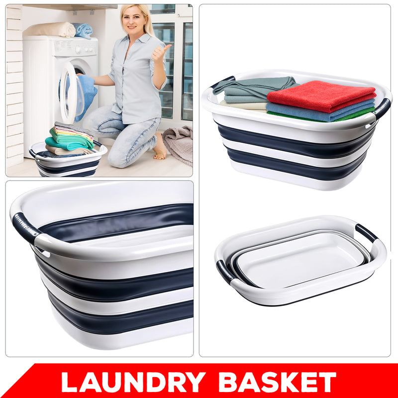 Plastic Large Oval Shape Laundry Basket Foldable Laundry Hamper