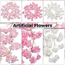 Artificial Silk Rose Flower Cherry Blossom Garland Vines, 144 Head, 180cm
