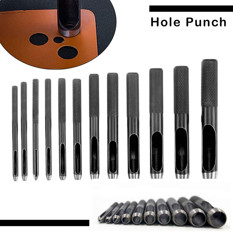 Hollow Hole Punch, Heavy Duty Hole Puncher Tool for Arts & Crafts, DIY Projects, Leathercraft