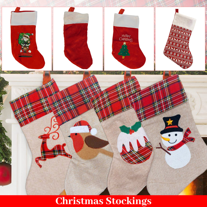 Christmas Santa Stocking Large Santa Sock for Hanging Gift & Candy Pouch Xmas Tree & Fireplace Holiday Party & Home Decorations